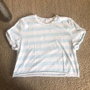 pacsun basics blue & white striped crop top